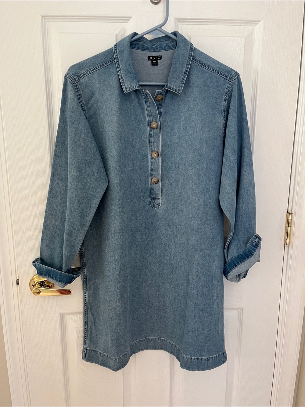 J. Crew Light Blue Denim Mini Shirt Dress